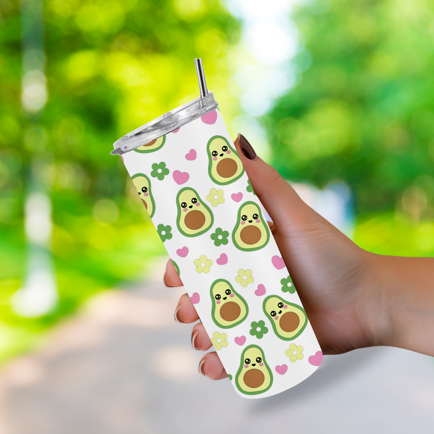 Kawaii Avocado Stainless Steel Tumbler – 20 oz
