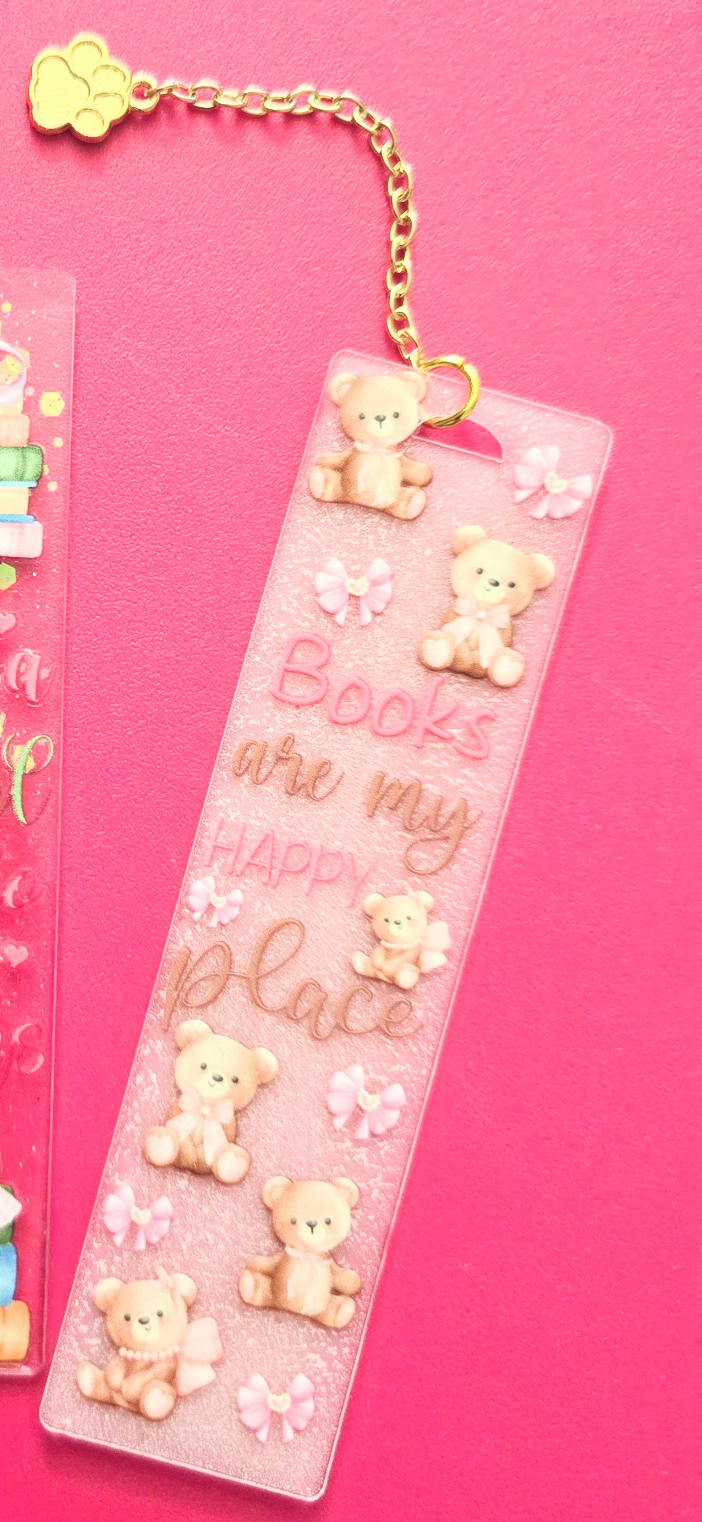 Resin Bookmarks with Gold Chain Charms