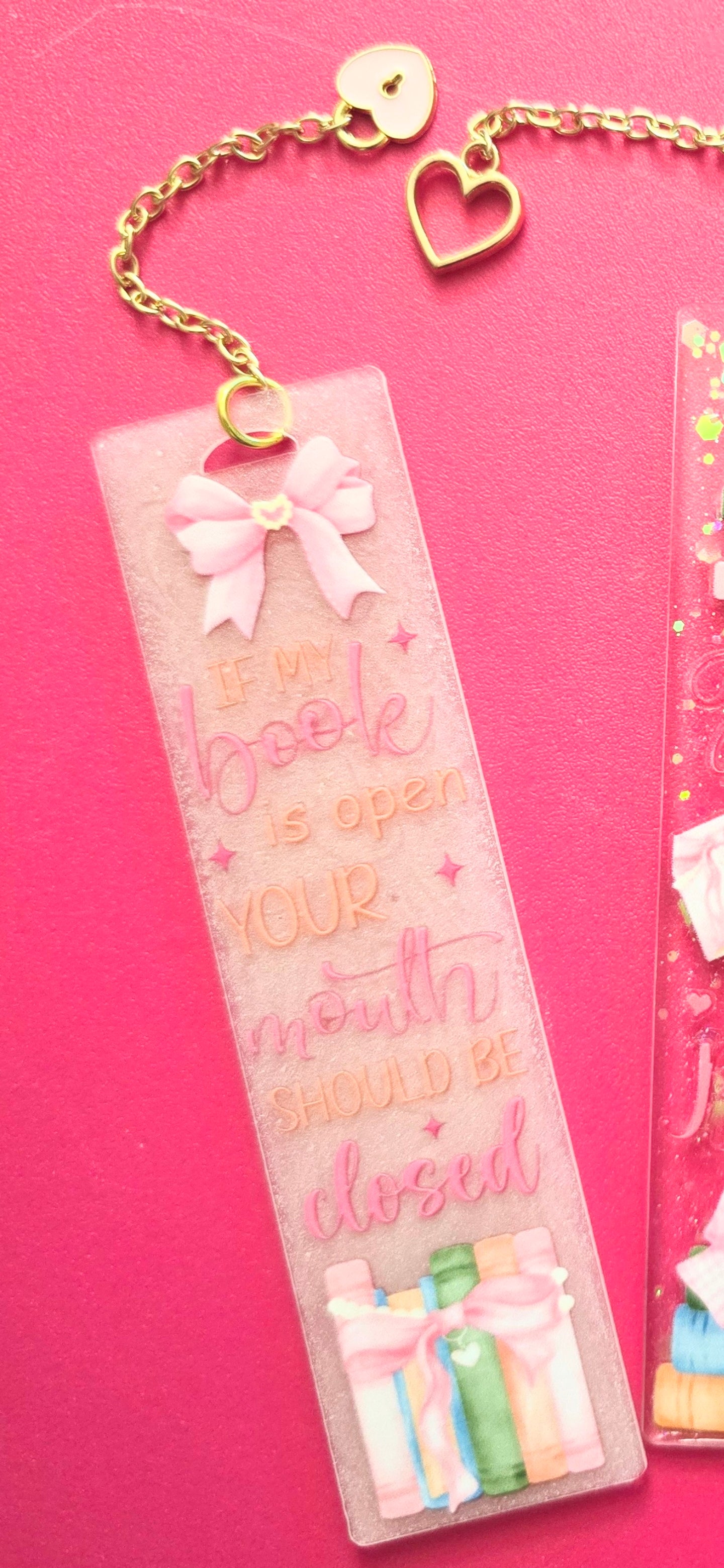 Resin Bookmarks with Gold Chain Charms